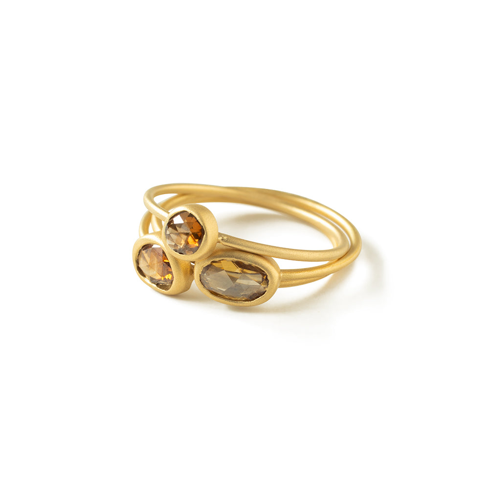  amorphous champagne diamond stacking rings