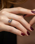 portrait-cut sapphire stacking rings