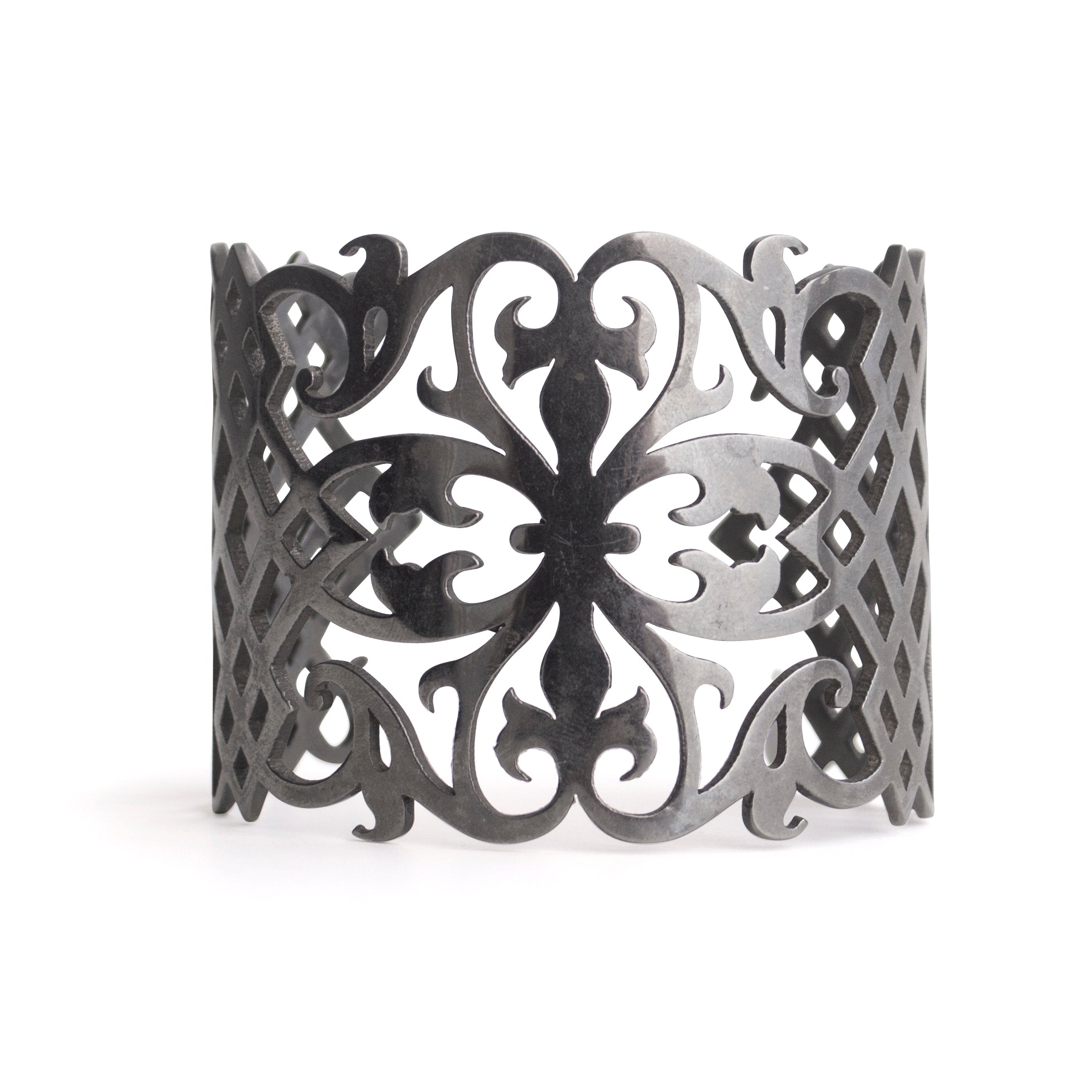 sterling silver plated in black rhodium arabesque cuff
