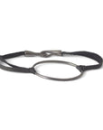 sterling silver plated in black rhodium with black leather "o" id bracelet