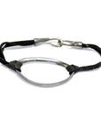 sterling silver plated in black rhodium on black leather oculus id bracelet
