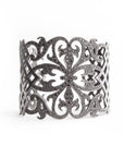 sterling silver plated in black rhodium with black pave diamonds arabesque cuff