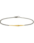 18k yellow gold/oxidized silver chain mirror points bracelet