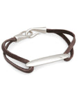 sterling silver with diamond on brown leather / S (6") seed id bracelet