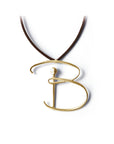 B / 14k yellow gold lettres pendant