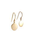 14k yellow gold small disc drop earrings
