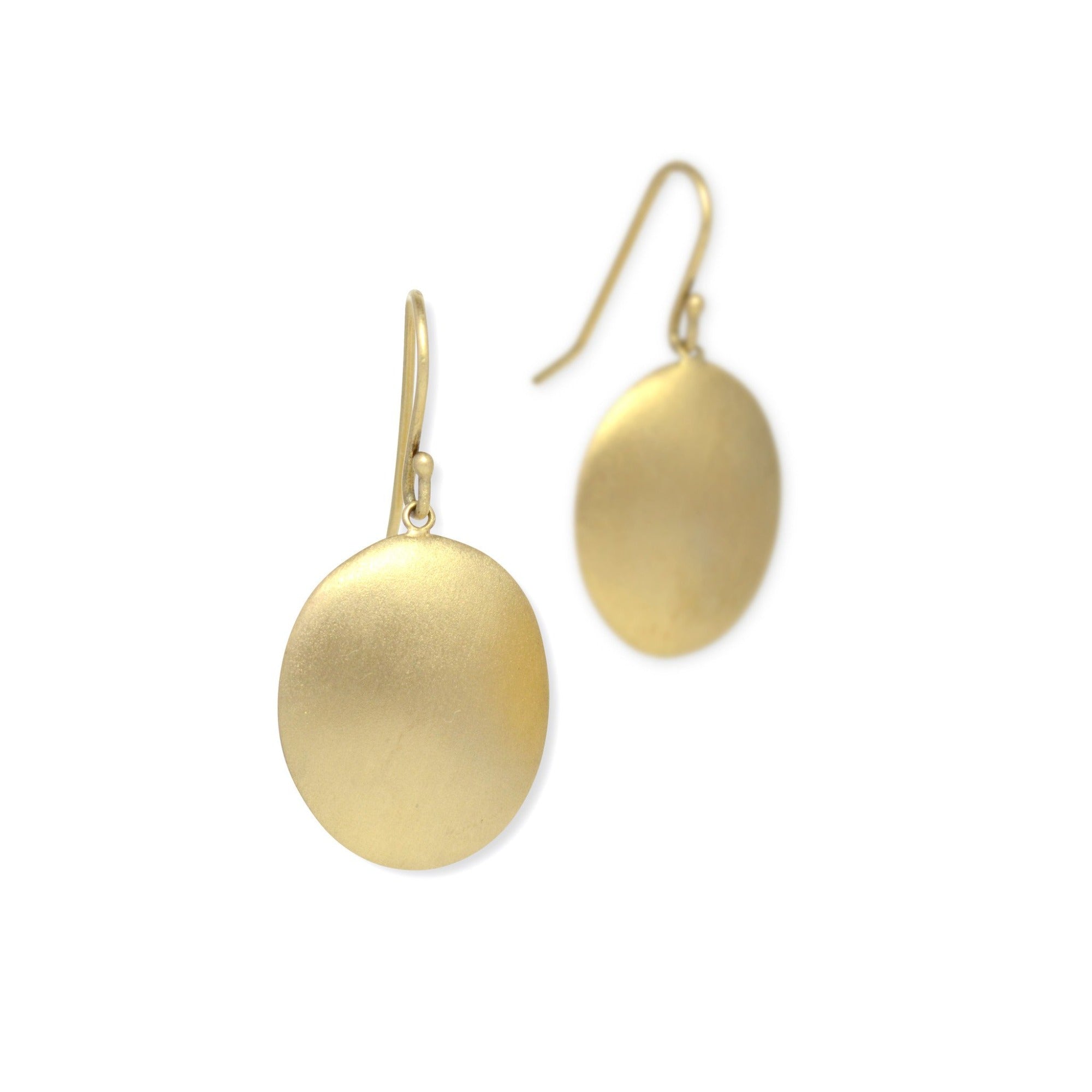 14k yellow gold large disc drop earrings