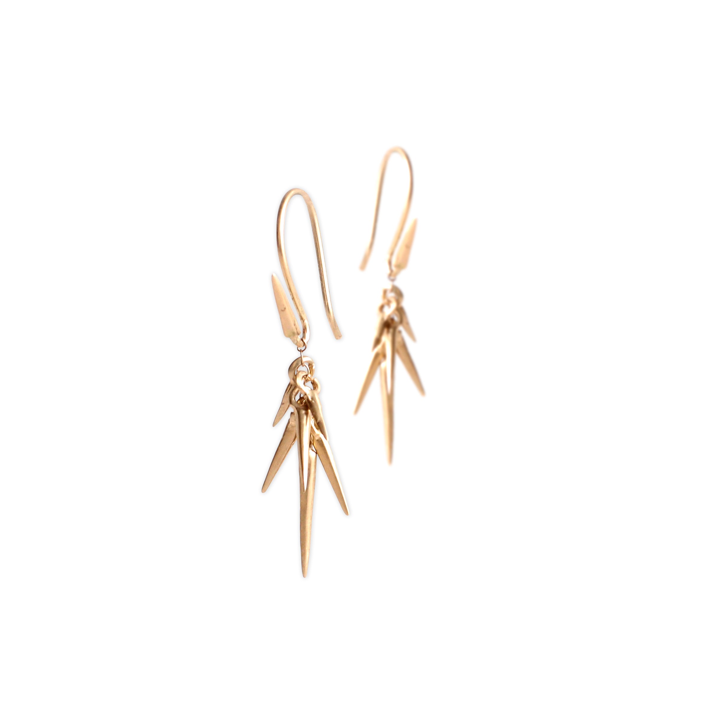 18k yellow gold / small small point cluster earrings, 18k