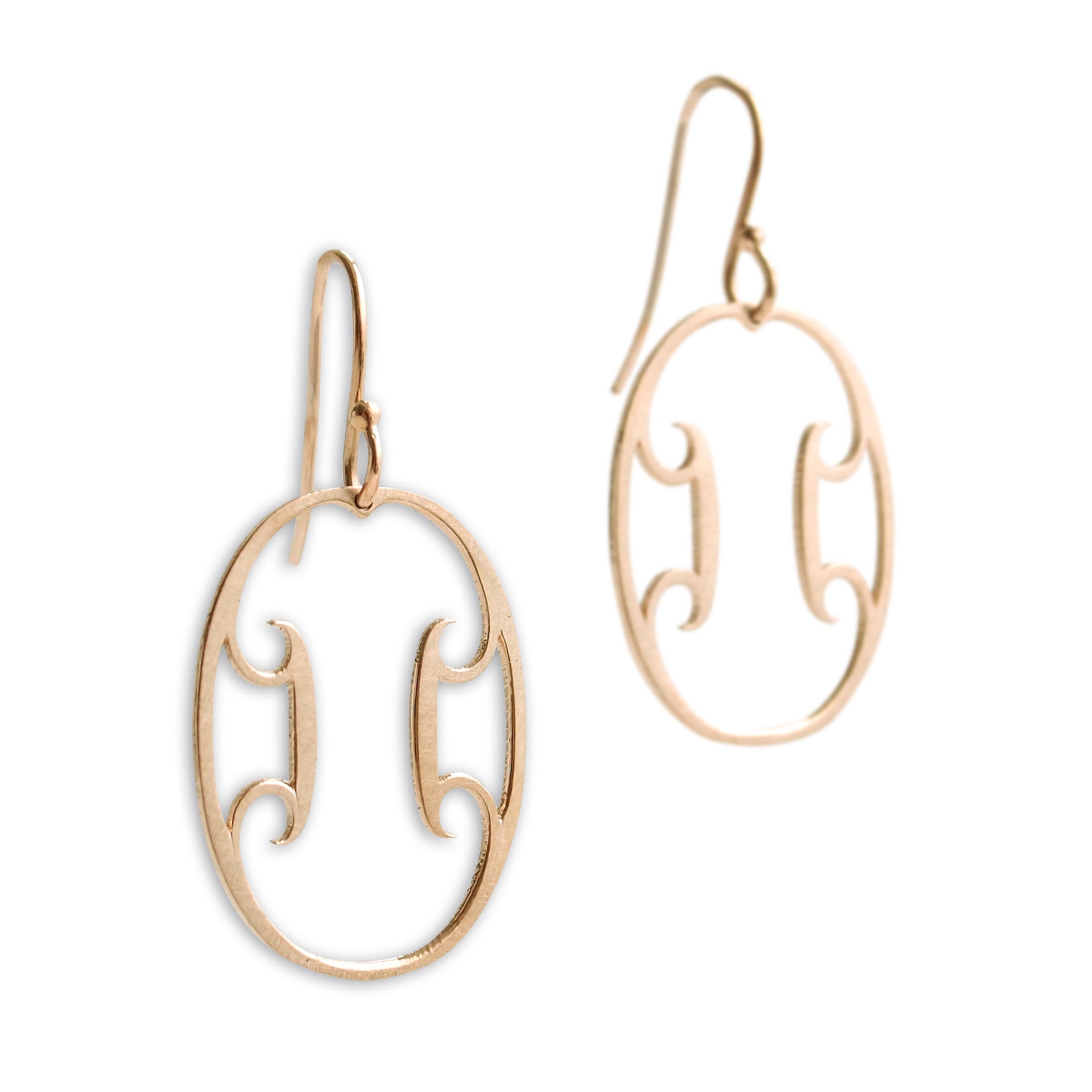 14k yellow gold oval arabesque earrings