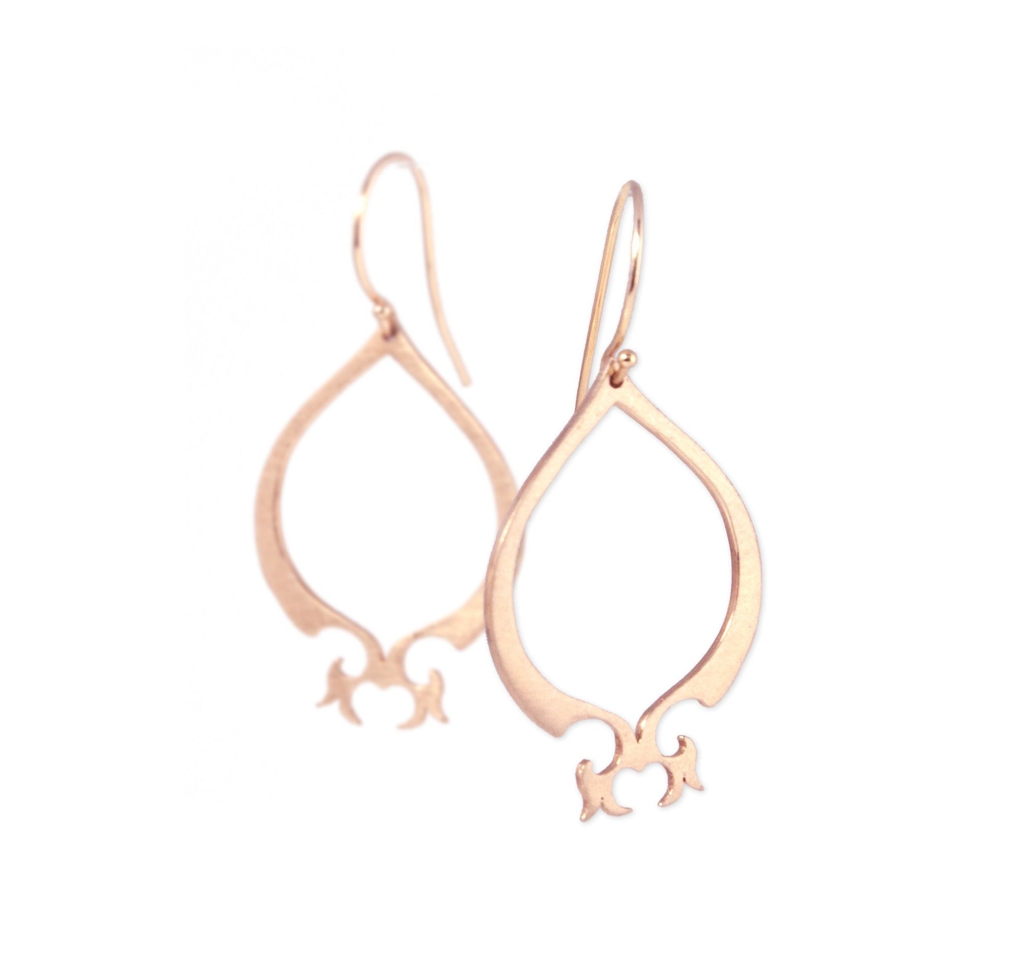 14k rose gold arabesque teardrop earrings