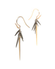 14k yellow gold/oxidized sterling silver - large small point cluster earrings