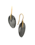 black rhodium with 14k yellow gold point / large petal and point earrings