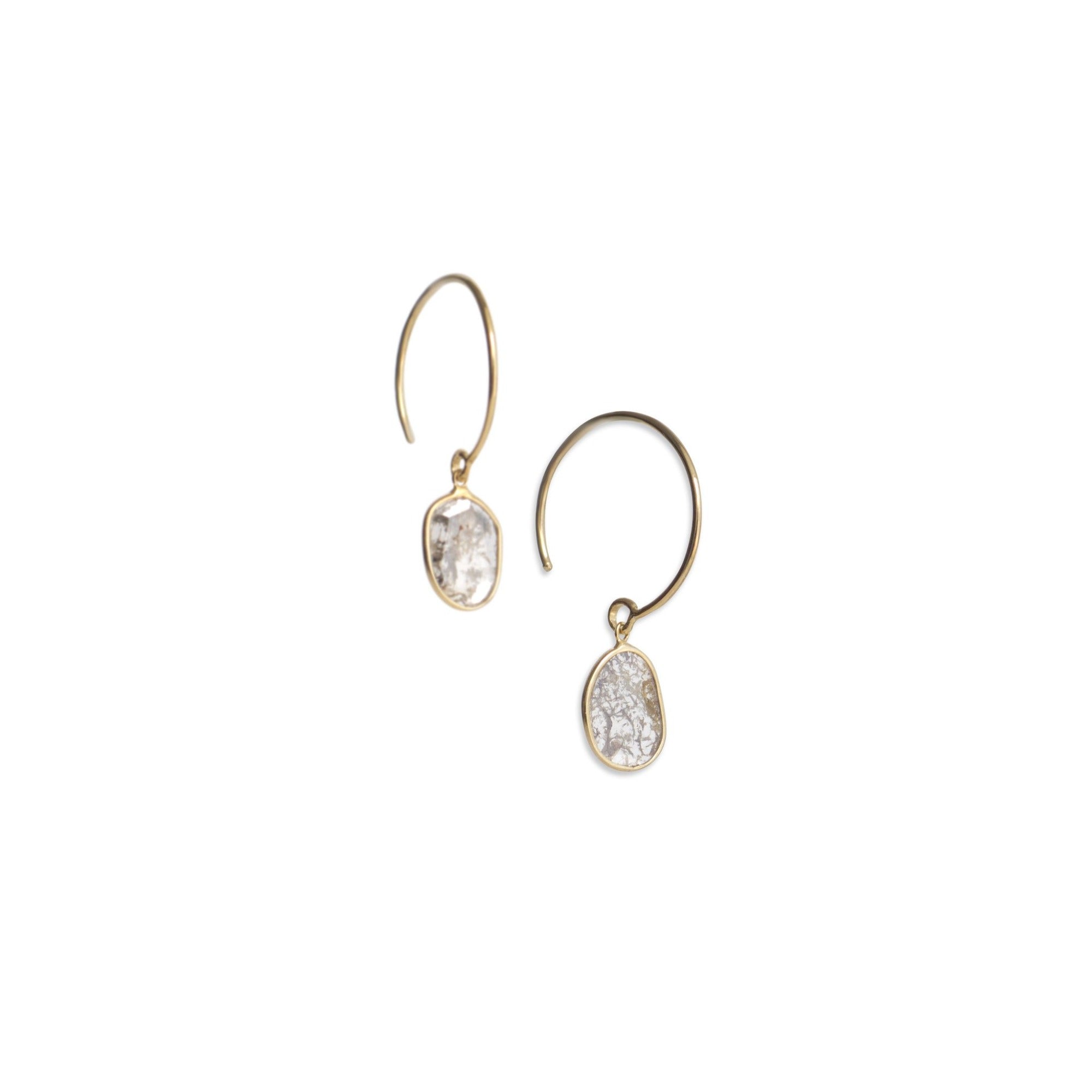 medium / 14k yellow gold single diamond slice dangle earrings