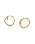 14k yellow gold/white diamonds offset circle studs