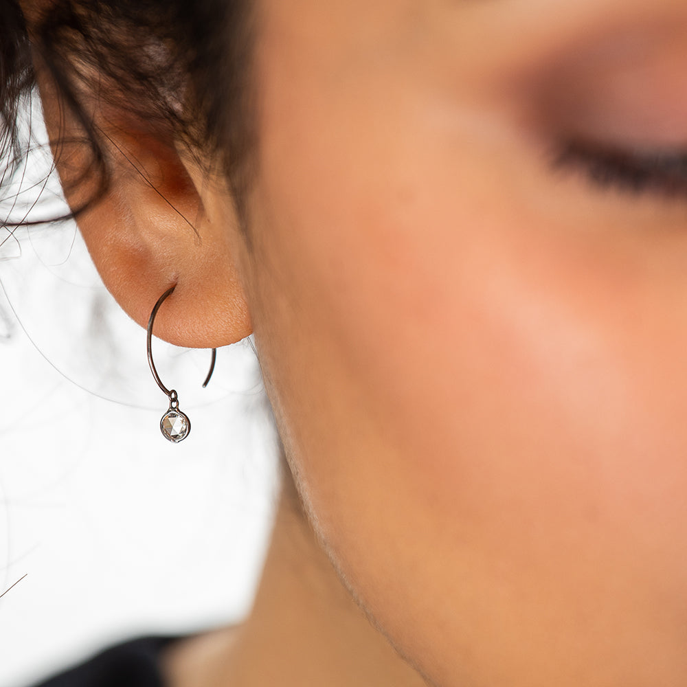  simple white rose cut diamond earrings