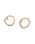 14k rose gold/white diamonds offset circle studs