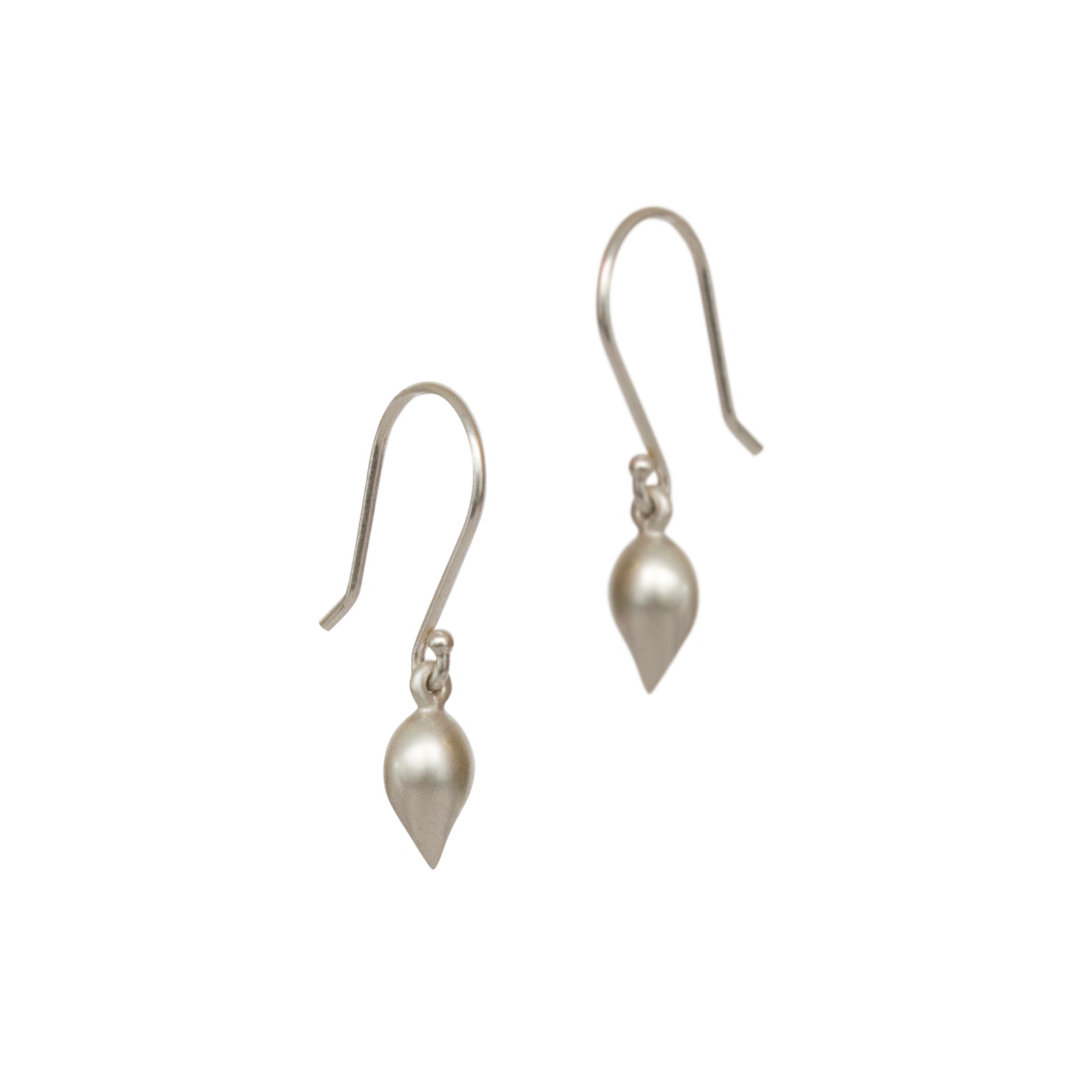 sterling silver small pod dangle earrings