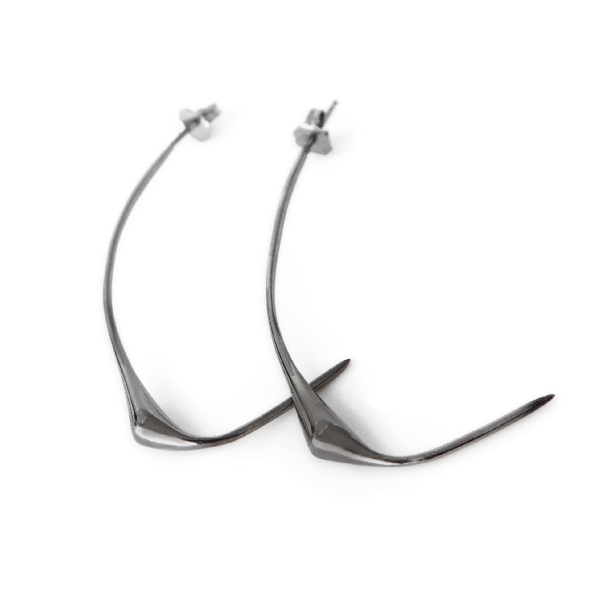 sterling silver plated in black rhodium swallow hoop earrings