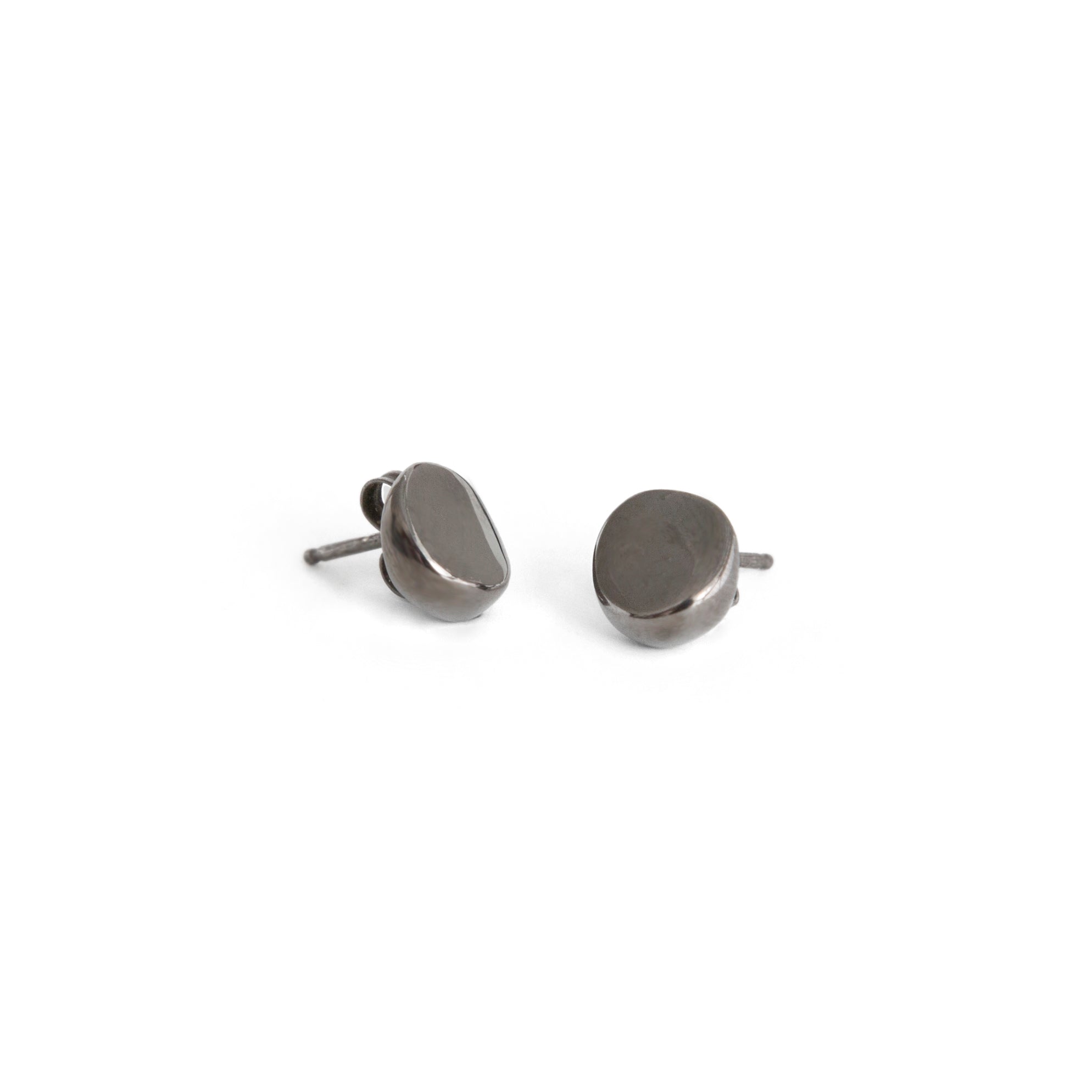 sterling silver plated in black rhodium round wedge studs