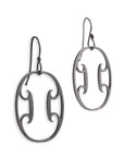 sterling silver plated in black rhodium oval arabesque earrings