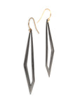 sterling silver plated in black rhodium with 14k gold ear wires hedron dangle earrings