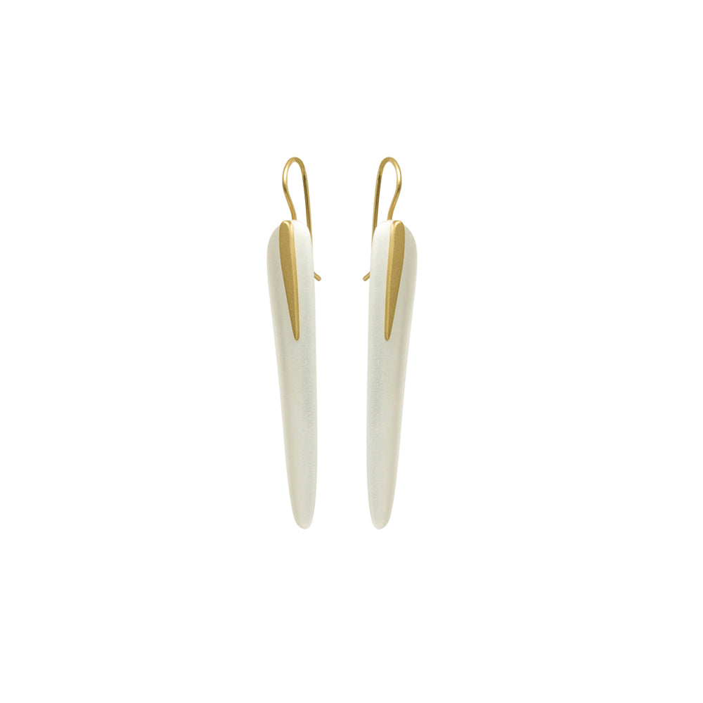 sterling silver and 18k rose gold long totem earrings