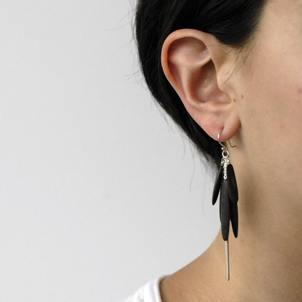  wood tassle & spicula earrings