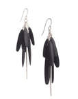 ebony/sterling silver wood tassle & spicula earrings