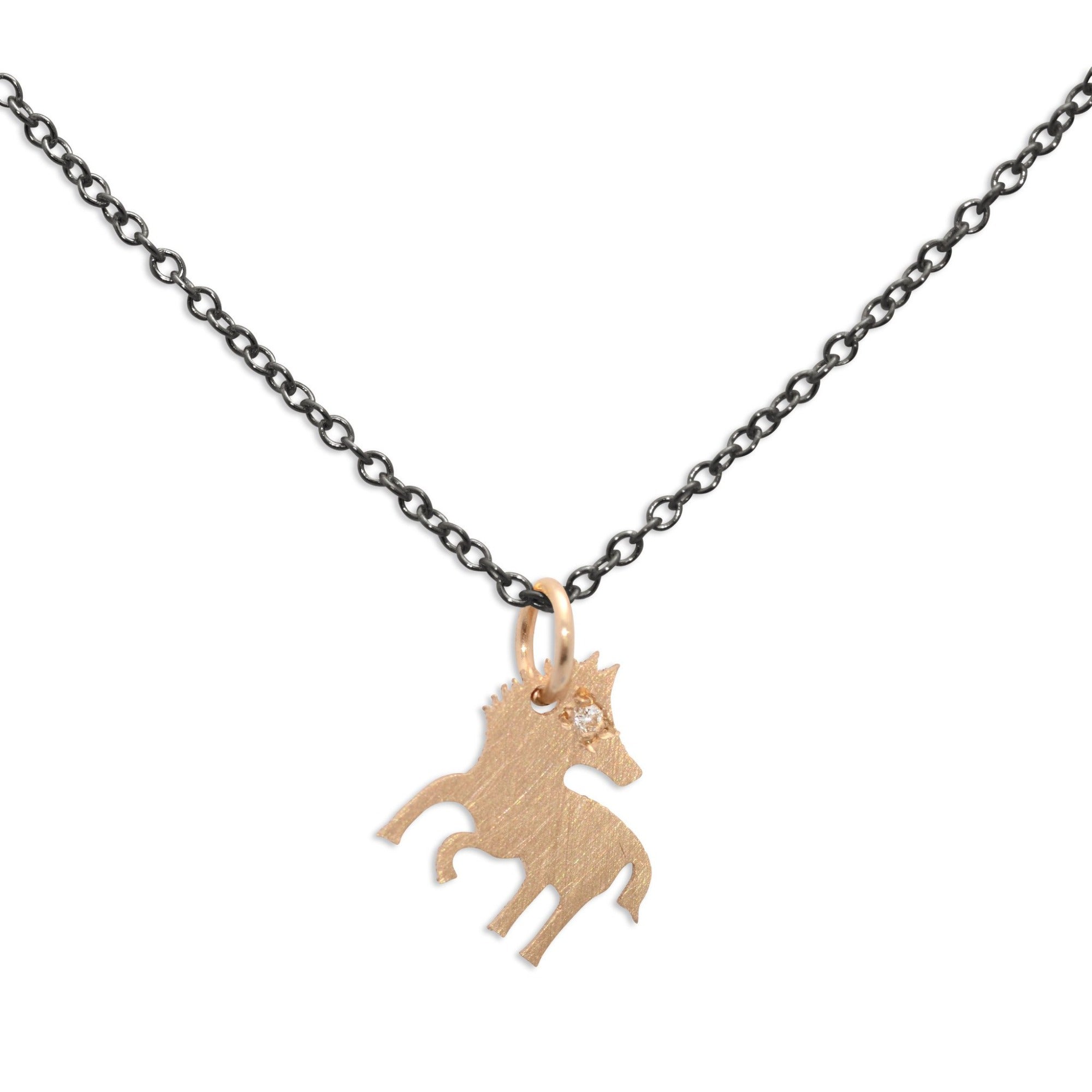 horse / 14k gold / oxidized silver chinese zodiac charms