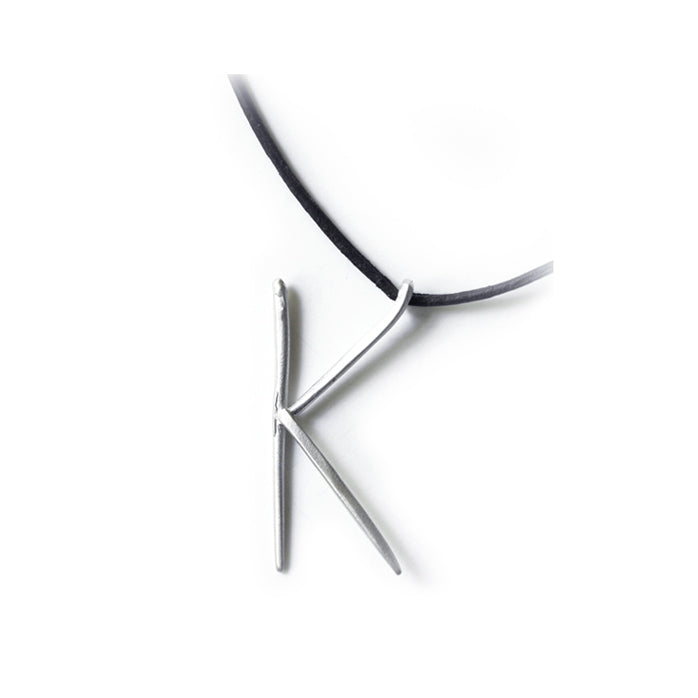 K / sterling silver lettres pendant