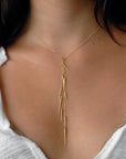 small point long drop necklace