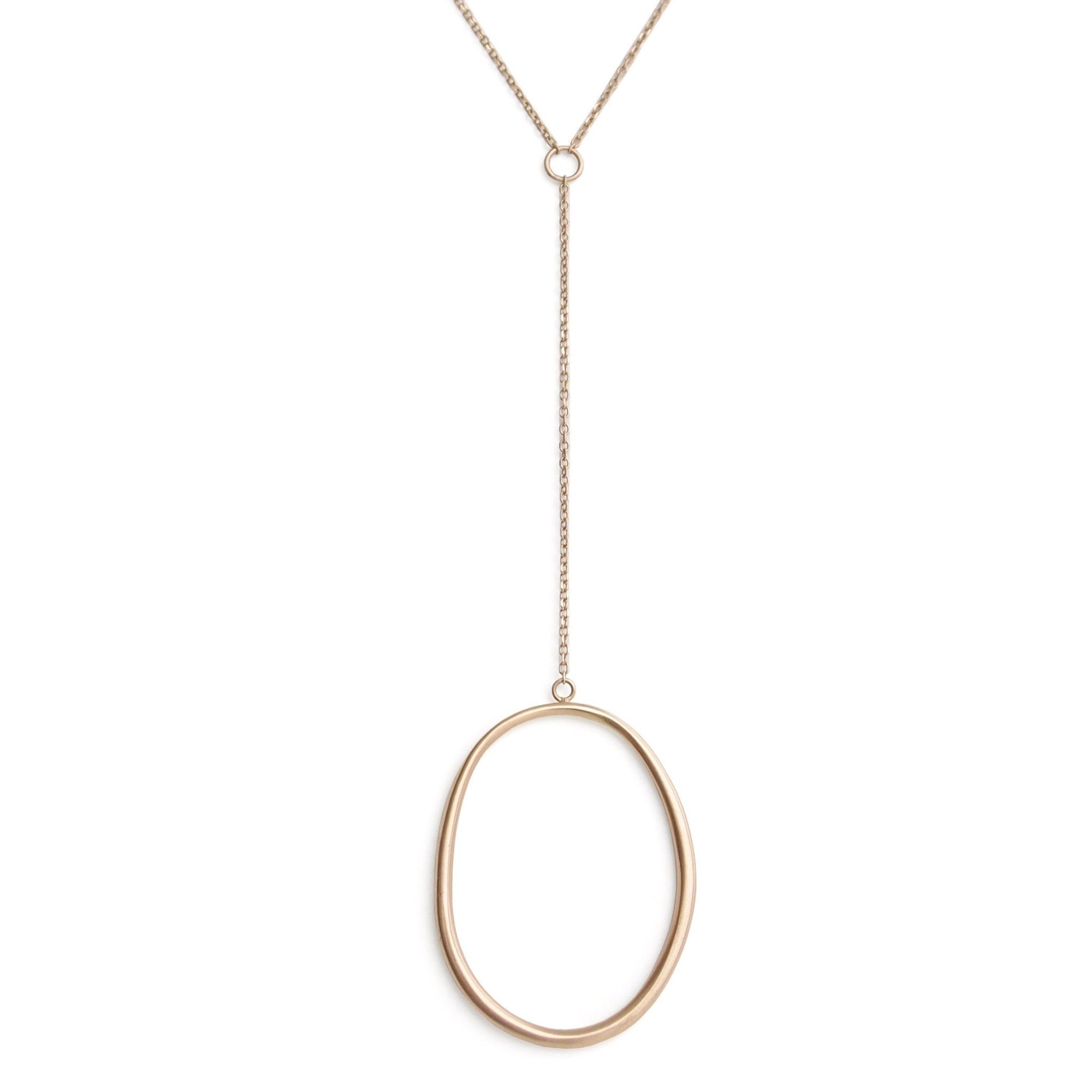 14k yellow gold drawn &quot;o&quot; drop necklace