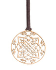 14k yellow gold / 42" leather cord with caps arabesque medallion