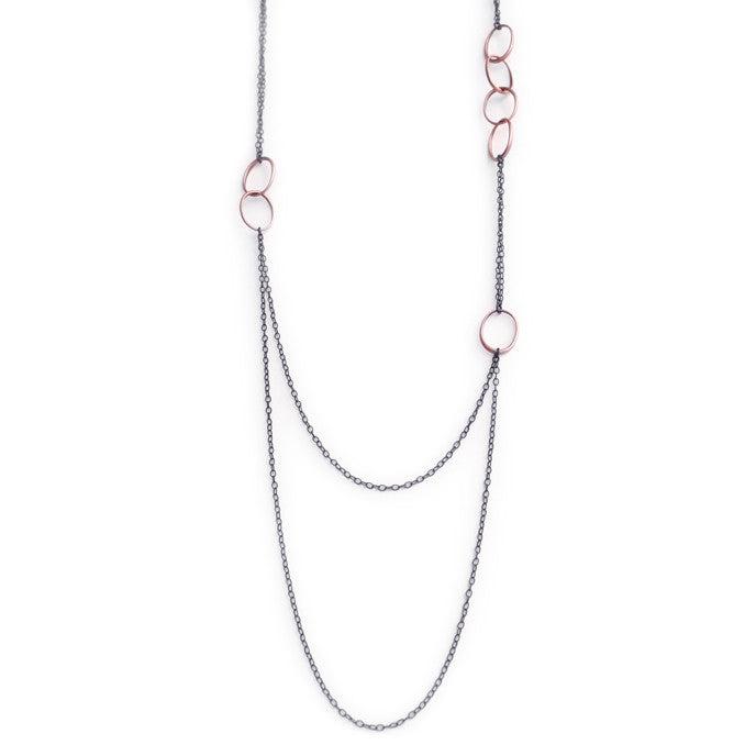 14k rose gold small "o" scatter necklace