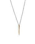 14k yellow gold on an oxidized chain tapered swell necklace