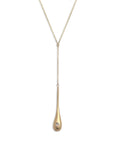 14k yellow gold with white diamond teardrop necklace