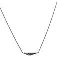 14k white gold plated in black rhodium/black pave diamonds horizontal shard necklace