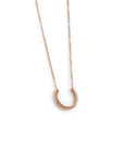 14k rose with white diamonds / small diamond crescent necklace