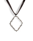 14k white gold plated in black rhodium w/white diamonds - choker diamond portail choker