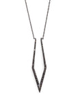 14k white gold plated in black rhodium/black pave diamonds diamond mirror trace necklace