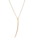 14k yellow gold pendant on a 14k yellow gold chain curved stake pendant