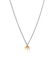 18k yellow gold/oxidized silver chain / small fan points necklace