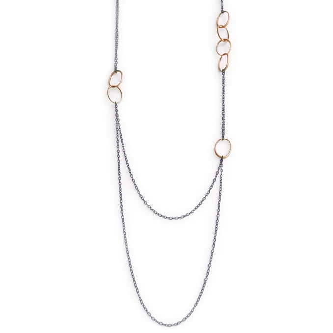 14k yellow gold small &quot;o&quot; scatter necklace