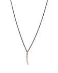14k yellow gold on an oxidized sterling silver chain tiny sliver necklace