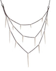 14k rose gold points on a sterling silver oxidized chain small point three tier necklace