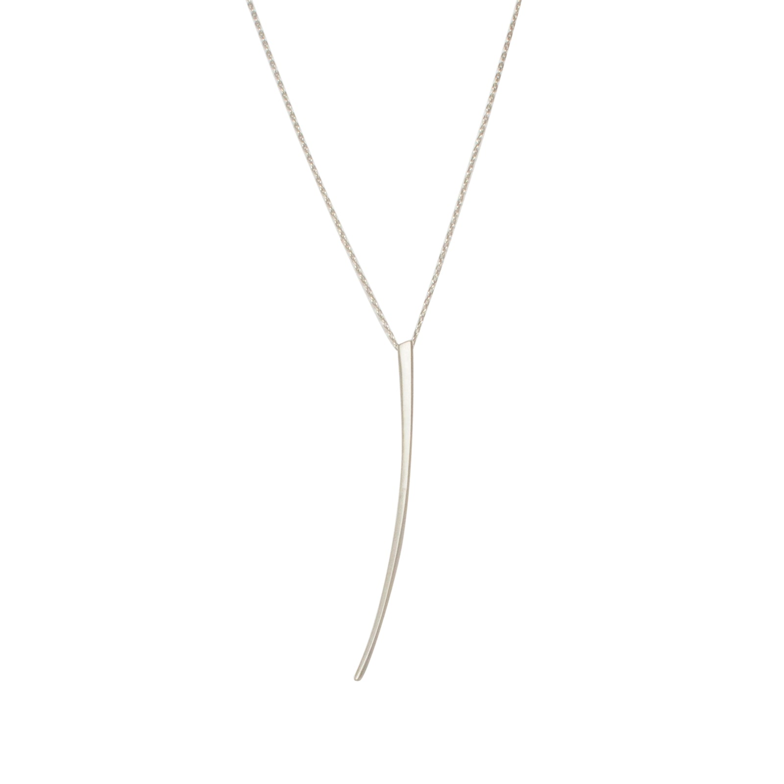 sterling silver pendant on a sterling silver chain curved stake pendant