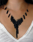 oval wood cascade necklace