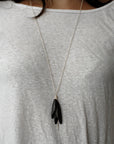 wood tassle & spicula necklace