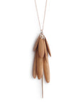 satinwood/bronze wood tassle & spicula necklace