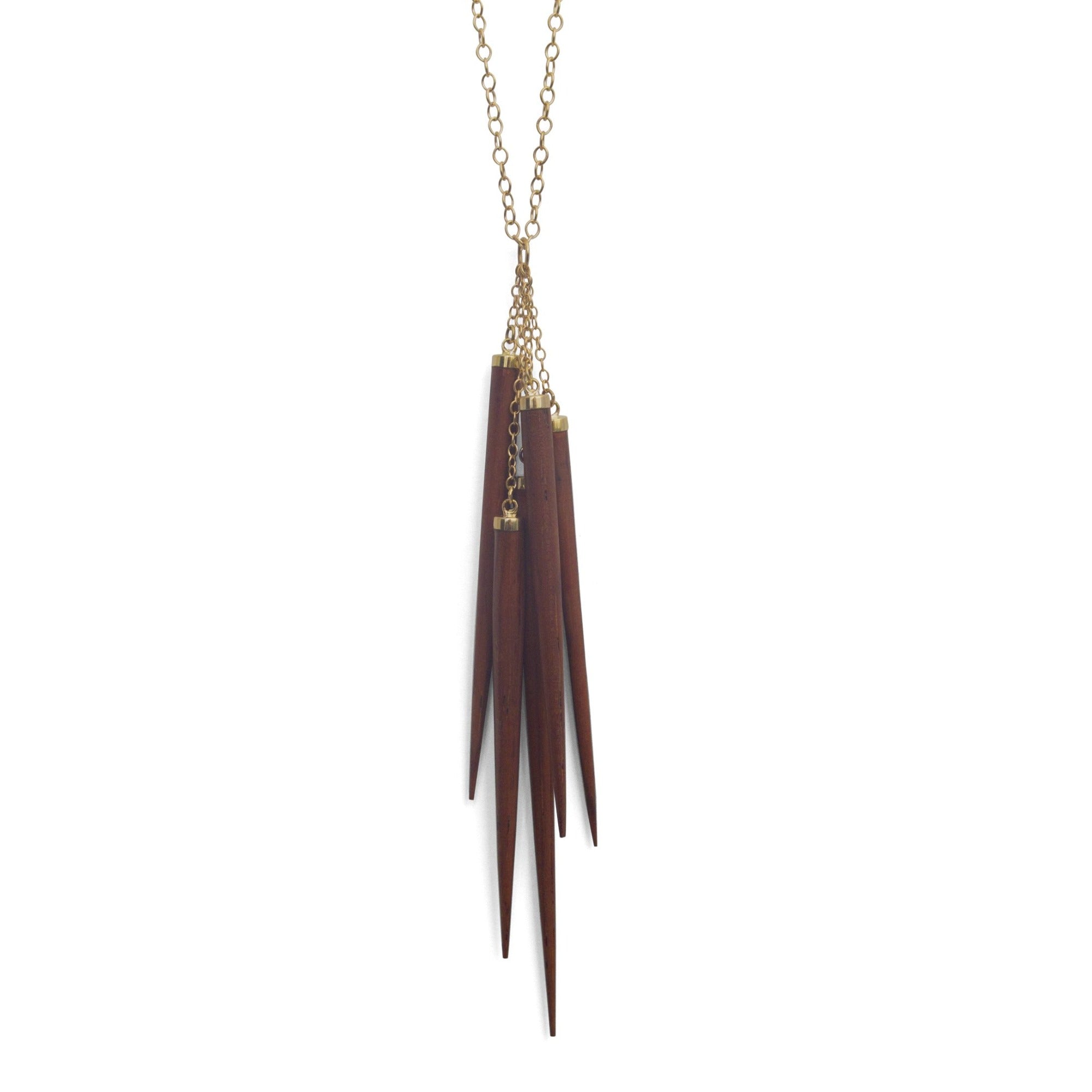 bloodwood/bronze wood point cluster necklace